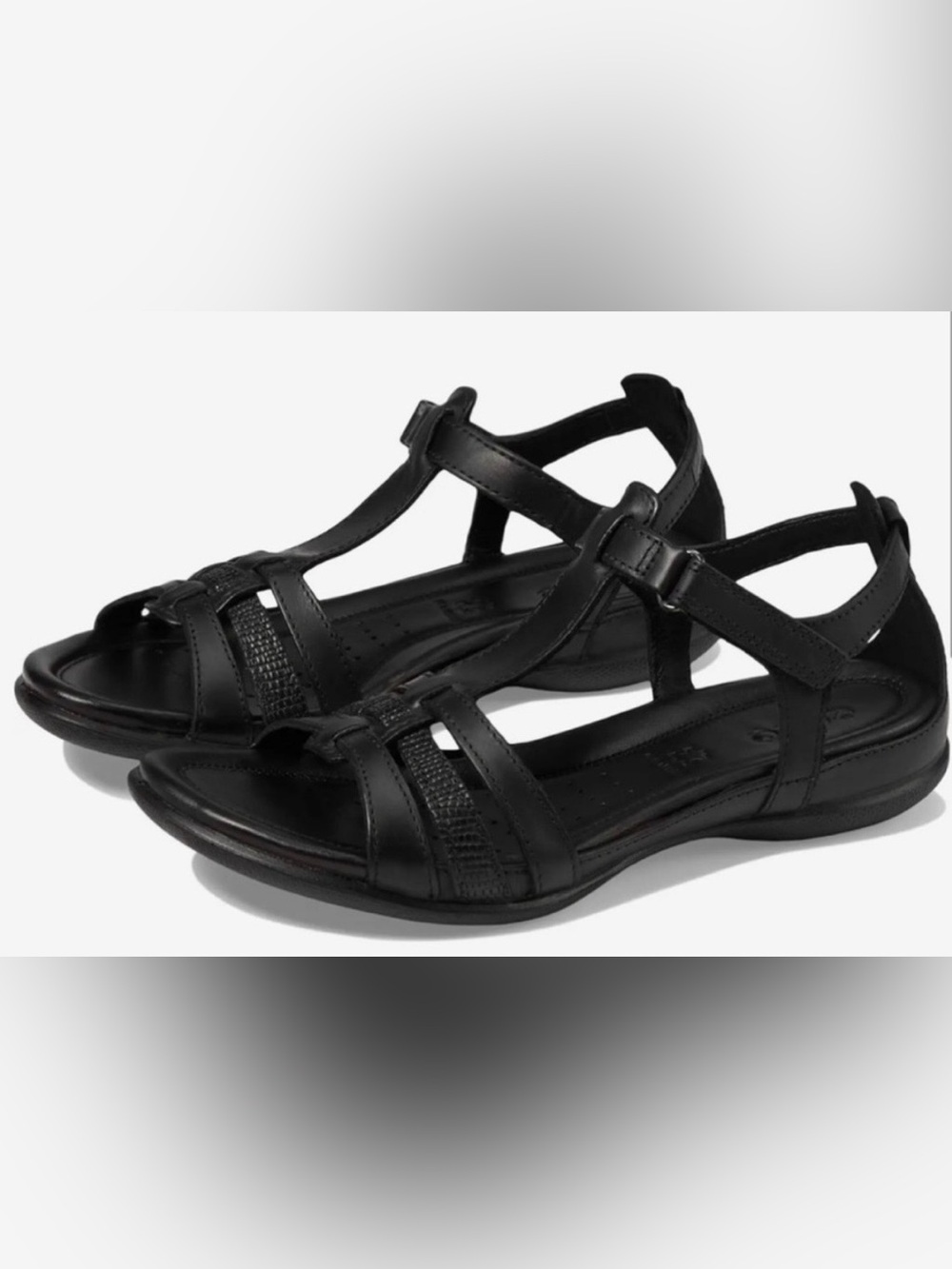 Ecco Flash women’s 37 T-strap open toe black sandals